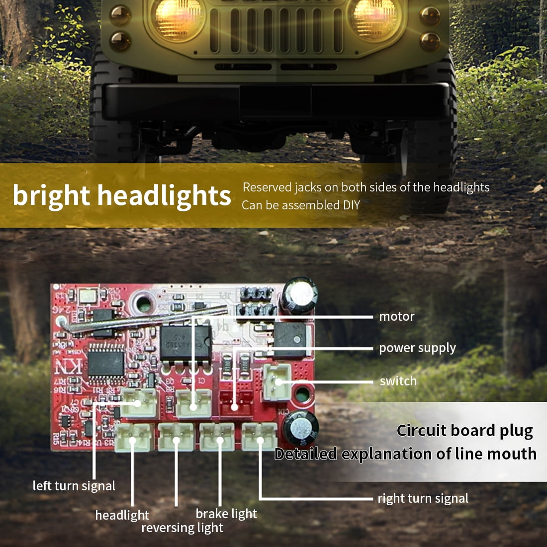 1/16 Scale High-Simulation RC Crawler, - 1/16 Remote Control Off-Road Climbing Car with LED Lights & 7.4V 500mAh Battery, 2.4G Proportional Control Drift Vehicle for Adults
