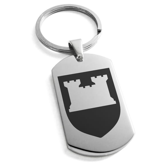 Stainless Steel Castle Protection Coat of Arms Shield Engraved Dog Tag Keychain Keyring