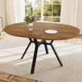 thumbnail image 1 of 43.2"-59.1" Extendable Round Dining Table for 4-6 People, Modern Kitchen Oval Dining Table with Flexible Leaves Space Saving, Metal Base for Kitchen Dining Room (Walnut), 1 of 14