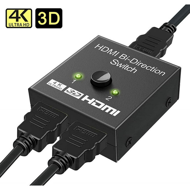 4K HDMI Switch HDMI Bi-Directional Switch 2 in 1 Out or in 2 Out with HDMI Cable Splitter Support HDM 2.0 4K HD 1080P for Blu-Ray DVD - Walmart.com