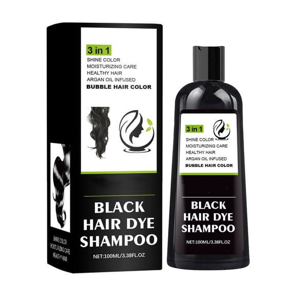 KeirineCC Black Hair Dye Shampoo 3 in 1 for Gray Hair, Hair Color Shampoo for Women Men Grey Hair Coverage, Herbal Ingredients Champu Con Tinte Para Canas 100ml (Black)
