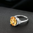 thumbnail image 4 of Gem Stone King 925 Sterling Silver Ring Oval Checkerboard Yellow Citrine and Moissanite (6.11 Cttw, Size 9), 4 of 4