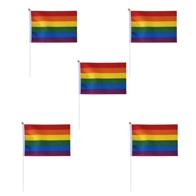 Drapeaux Décoratifs, Drapeau Arc-en-Ciel Drapeau en Polyester, Support Drapeau Gay à Main, Drapeaux_ Bannières & Accessoires