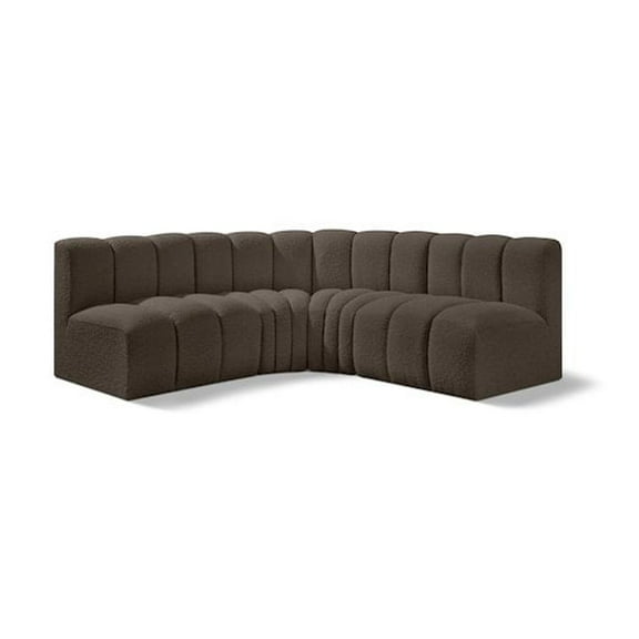 Meridian Furniture Arc Brown Boucle Fabric Modular Sectional