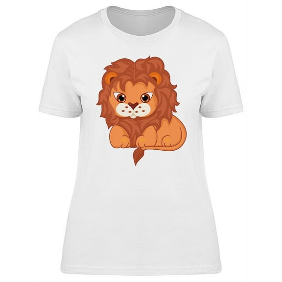 Lovely Lion Cartoon T-Shirt Women -Image by Shutterstock, Female Small