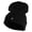 Black, variant on Animals Paw Prints Iron on Hotfix Patched 12 Inch Long Knitted Beanie - Navy OSFM