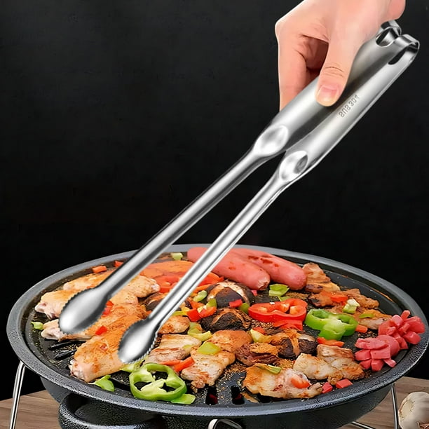 pstuiky Pinzas de acero inoxidable para alimentos, pinzas para barbacoa al aire libre, pinzas para hornear pan, pinzas para asar filetes