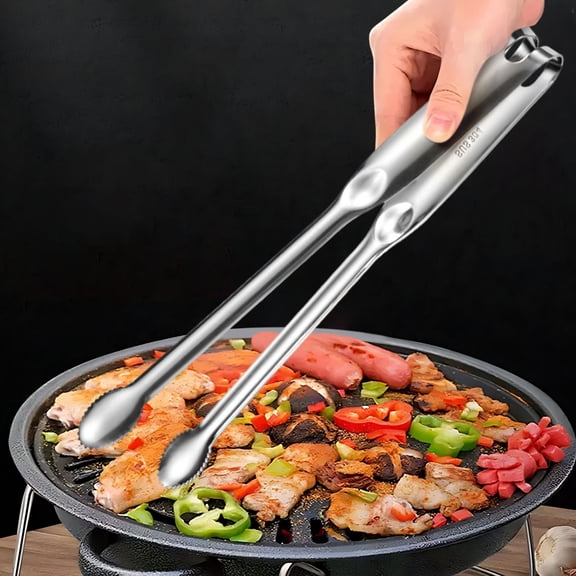 Stainless Steel BBQ Tongs with Locking Mechanism & Serrated Grip for Grilling, Baking, and Cooking, Heavy-Duty Kitchen & Outdoor Grill Tool