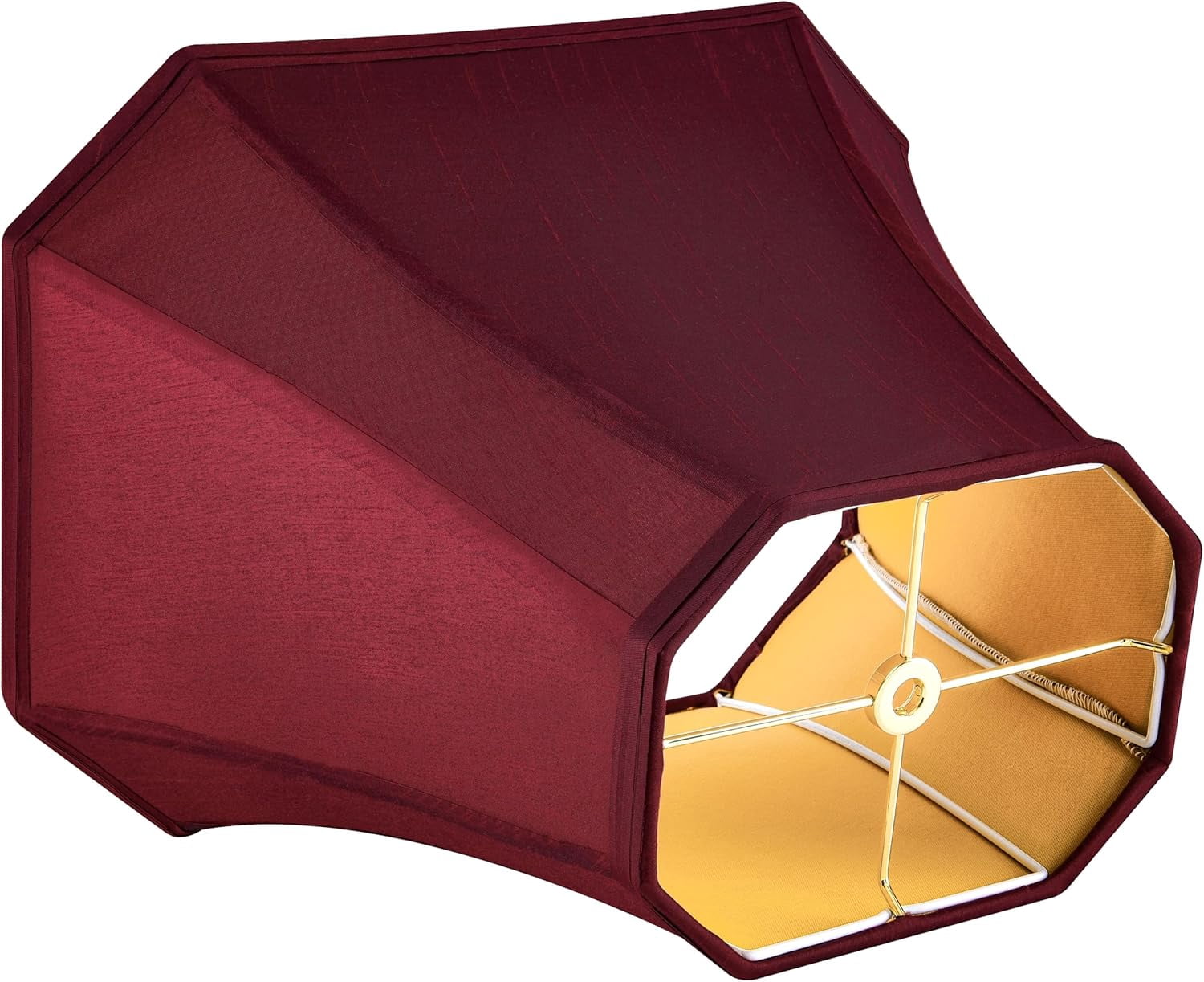 Burgundy Lamp Shade Square Cut Corner for Table Lamp and Floor Lamp, 8x14x11 Inch Medium Natural Faux Silk, Easy Assembly Required (Single) Red Modern & Victorian Lampshade Replacement