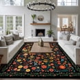 thumbnail image 3 of Boho Black Flowers Area Rugs 5'x7', Small Throw Rugs for Laundry Room Playroom, Spring Abstract Watercolor Floral Leaf Indoor Outdoor Rug Non-Slip Low Pile Carpet Runner Reversible Floor Mats, 3 of 8