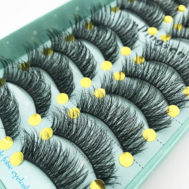 LTWEGO 10/5 pares 3D suave Faux Mink pestañas postizas pestañas naturales desordenadas entrecruzadas Wispy Fluffy pestañas extensión herramientas de maquillaje Tan Jianjun unisex