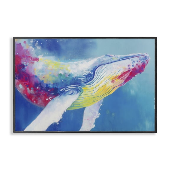 Stupell Industries Contemporary Breaching Humpback Whale Black Framed Giclee Art, 18 x 12, by Chromatic Storm Studio