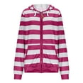 thumbnail image 2 of Yievot Women's Zip Up Hoodies Casual Striped Hooded Sweatshirts Plain Zipper Classic Fall Jackets with Pockets, 2 of 5