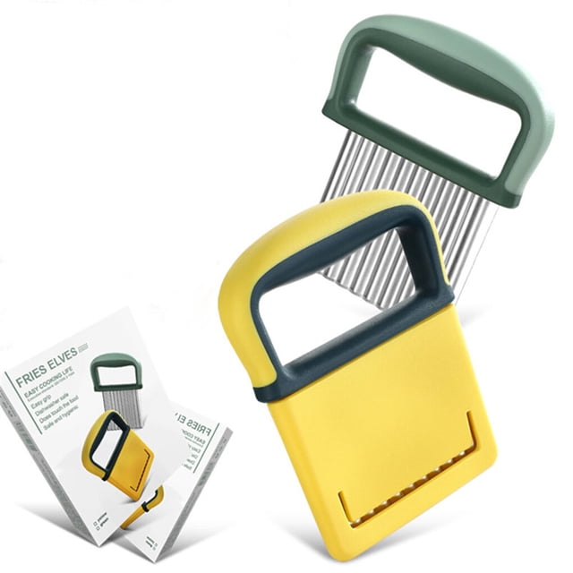 Potato Chopper Fruit Wavy Slicer with Handle Onion Cheese Vegetable Fruit Crinkle Chopping Kitchen Hand Tool Bakery Cookware Chef Gadgets Yellow