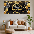 thumbnail image 4 of Golden Theme Happy Retirement Banner Star Design Decorative Balloons Confetti Pattern for Retirement Party Celebration Event, 4 of 7