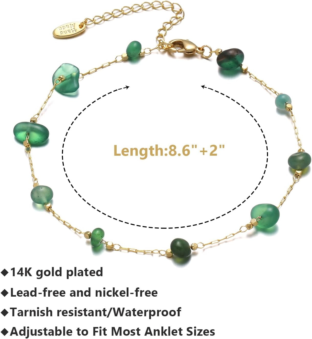 Anklet For Women, 14K Gold Plated Waterproof Summer Beach Boho Foot Chain Adjustable Dainty Foot Jewelry For Woman[o7141]