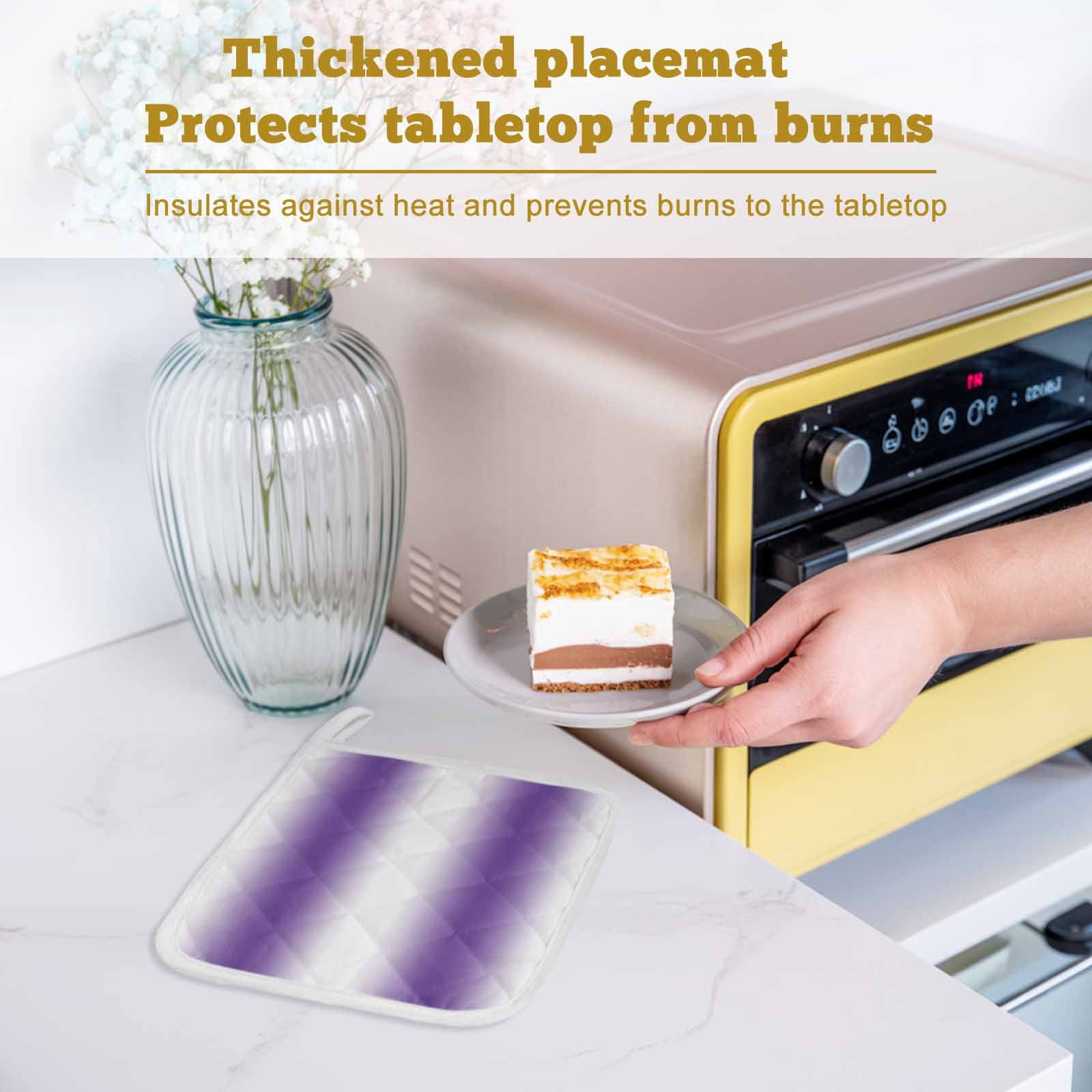 Purple White Ombre Pot Holders for Kitchen Heatproof Potholder, 5 Pack Modern Abstract Art Farmhouse Gradient Hot Pads Multipurpose Oven Pads Cloth Potholders Trivet for Cooking Baking
