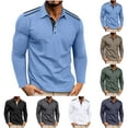 thumbnail image 2 of ZCFZJW Men's Casual Polo Shirts Classic Long Sleeve Basic Quarter Button T-Shirt Lightweight Soft Cotton Golf Athletic Tees Tops with Pocket Army Green L, 2 of 8