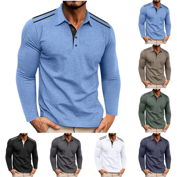 Paiwinds Men's Solid Color Henley Shirt with Pocket, Polyester Long Sleeve Round Neck Top for Casual Fall & Winter Wear