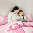 thumbnail image 4 of jejeloiu Initial Letter F Queen Comforter Set,Kawaii Bowknot Bedding Sets,Pink Sequin Print Bedding Comforter Set For Girls,Breathable Bedroom Decoration Reversible,3-Piece, 4 of 7