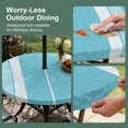 thumbnail image 5 of Round Outdoor Tablecloth with Umbrella Hole and Zipper, Vintage Cyan Blue Striped Tablecloth with Elastic Waterproof, Farmhouse Modern Stripes Boho Patio Table Covers for 45" - 54" Pool Tables, 5 of 9