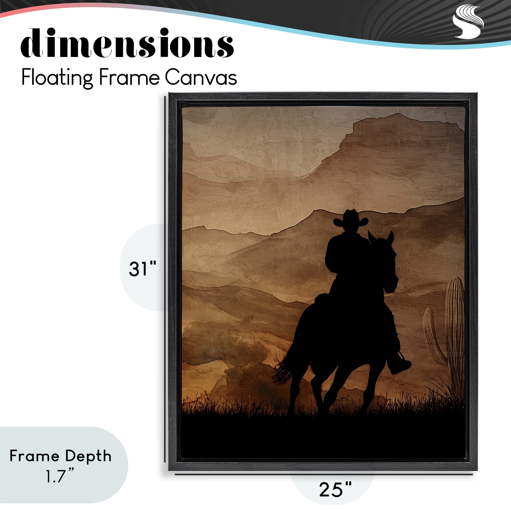 Stupell Industries Cowboy's Sunset Ride Black Framed Floater Canvas Wall Art, design by Kim Allen