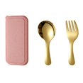 thumbnail image 1 of Stainless Steel Mini Portable Spoon and Fork Set,Child-Friendly Cutlery for Travel,Camping,Picnics Durable,Compact,Safe for Toddlers (2-Piece Set,Gold/Colorful), 1 of 8
