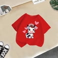thumbnail image 4 of Shirts Girls Leisure Printed Round Neck Short Sleeve Tee Loose Casual Tops Girls' Tops, Tees Red 6 Years-8 Years, 4 of 4