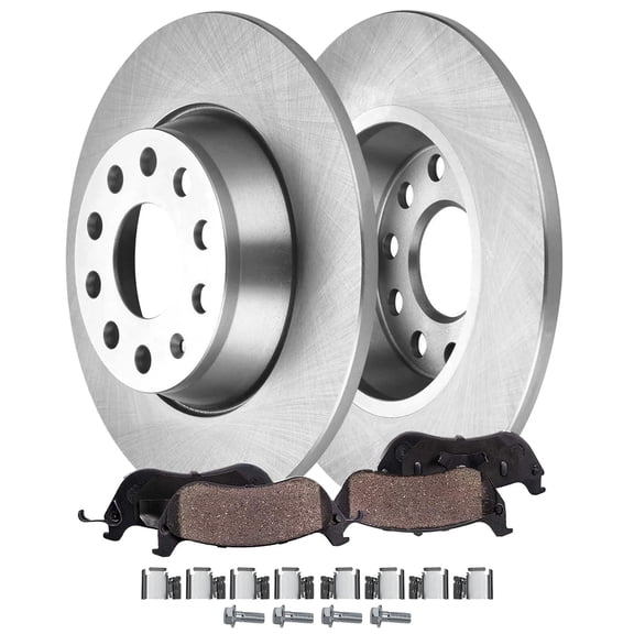 Detroit Axle - Rear Brake Kit for 2011 2012 2013 Audi A3 Quattro 11.10" inch Disc Brake Rotors Ceramic Brakes Pads with Hardware Replacement