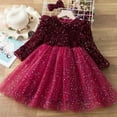 thumbnail image 3 of GYRATEDREAM Toddler Girls Christmas Tutu Mesh Dresses Long Sleeve Sparkly Tulle Princess Dress Wedding Flower Girl Birthday Gift for 2-7Y Red, 3 of 10