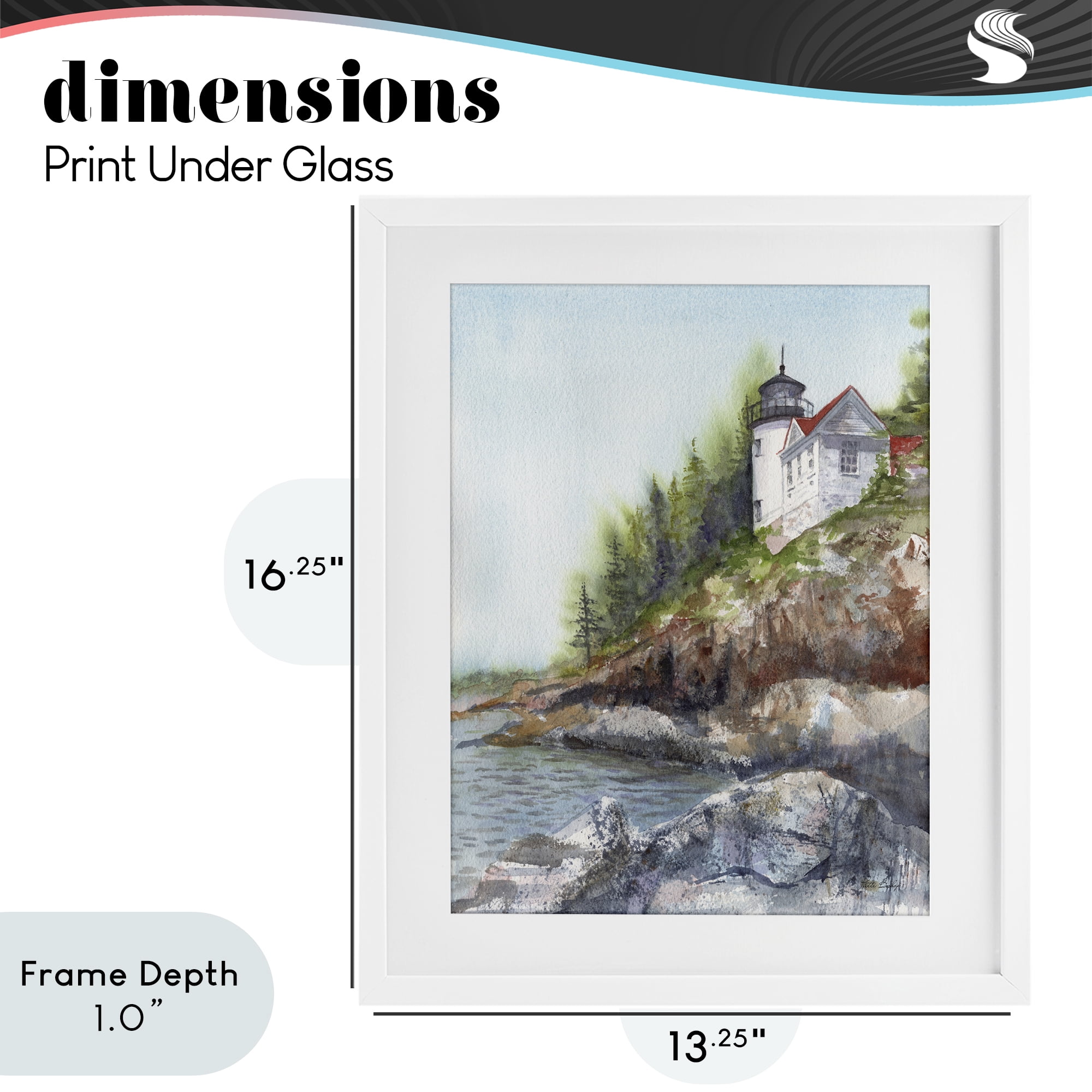 Stupell Industries Bass Harbor Lighthouse White Framed Print Under Glass, design by Patti Bishop