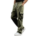 thumbnail image 2 of Men's American Retro Workwear Corduroy Pants, Loose Straight-leg Wide-leg Casual Trousers for Fall, Winter and Vintage Look,Army Green,L, 2 of 6