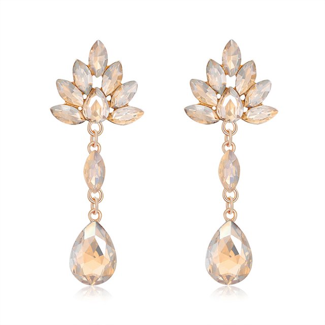 Pendientes De Cristal De Color Grande Colgante Diamantes De Imitación Para Las Mujeres Joyería De Oreja Con Lujoso Brillante Decoración Del Cuerpo