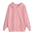 thumbnail image 3 of Gubotare Girls Zip Up Hoodie Kids Fashion Oversized Sweatshirt Jacket With Pockets Lightweight Preppy Sweatshirts 5-14 Years (Pink, 5-6 Years), 3 of 5