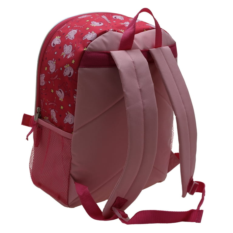 Peppa Pig Girls Toddler 4 Piece Backpack Set for Preschool Kindergarten Flip Sequin Travel School Bag with Front Zip Side Mesh Side Pockets Insulated Lunch Box Water Bottle Squish Ball