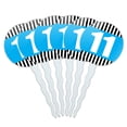 thumbnail image 1 of Birthday Stripes Blue 11 Cupcake Picks Toppers - Set of 6, 1 of 1