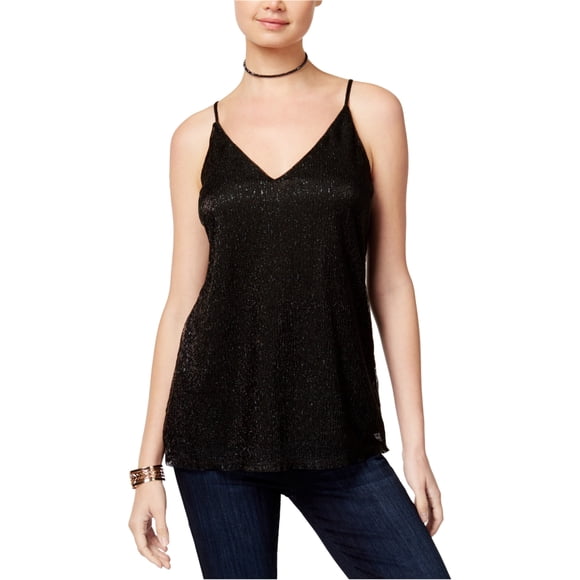 Be Bop Shine Cami Tank Top para Mujer, Negro, X-Large