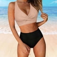 thumbnail image 4 of Antinious Women Period Solid V-Neck Rear Short Bottom Built In Cup Wireless Stylish 2 Piece Bikinis Set, 4 of 5