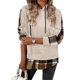 thumbnail image 1 of Sudadera con Capucha de Larga para Mujer, Estilo Patchwork A Cuadros, con Abertura Lateral, Ideal para Otoño e Invierno. Albaricoque L, 1 of 9