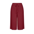 thumbnail image 4 of yillto Plus Size Women Capris Pant Wide Leg Loose Cropped Pants High Waist Drawstring Capri Trousers, 4 of 7
