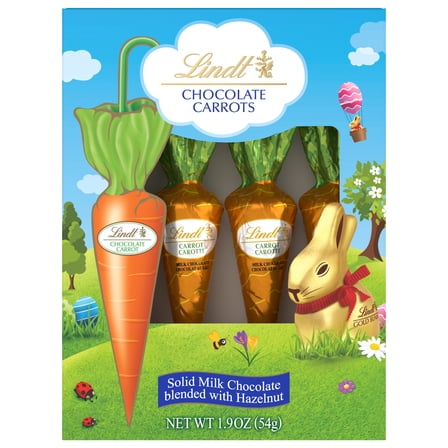Lindt Chocolate Carrots, Milk Chocolate with Hazelnuts, Easter Chocolate Candy, 1.9 oz, 4 Count