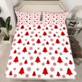 thumbnail image 2 of Homewish Boys Girls Christmas Tree Snowflake 4 Pieces Queen Sheet Sets,Red White Ultra Soft Flat Sheet,Happy Xmas Queen Fitted Sheet,Lightweight Room Decor, 2 of 7