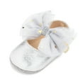 thumbnail image 3 of Elainilye Baby Girls Mary Janes Flat Bowknot Rubber Sole First Walker Princess Dress Shoes Toddler Shoes for Girls 12-18 Month 2023 Summer, 3 of 9
