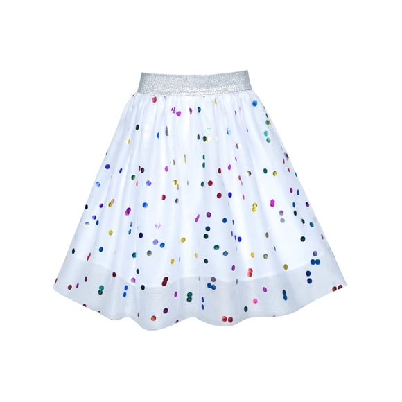 Falda para Niñas Lentejuelas Coloridas Tutú Blanco Brillante Bailando 6 Años