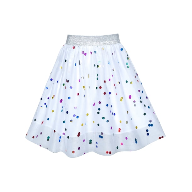 Falda para Niñas Lentejuelas Coloridas Tutú Blanco Brillante para Bailar 9-10 Años