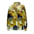 thumbnail image 4 of Button Down Shirts for Women Floral Printed Dressy Lantern Long Sleeve Blouses Collared Fall Fashion Business Work Tops Z002-Gold XL, 4 of 4