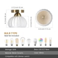 thumbnail image 4 of CLARSYNE Ceramic Vintage Gold Semi Flush Mount Ceiling Light Fixture 2 Pack, Modern Lampshade for Farmhouse Kitchen, Hallway, Bedroom, Dining Room, and Entryway, Rustic White Mid-Century Lighting, 4 of 4