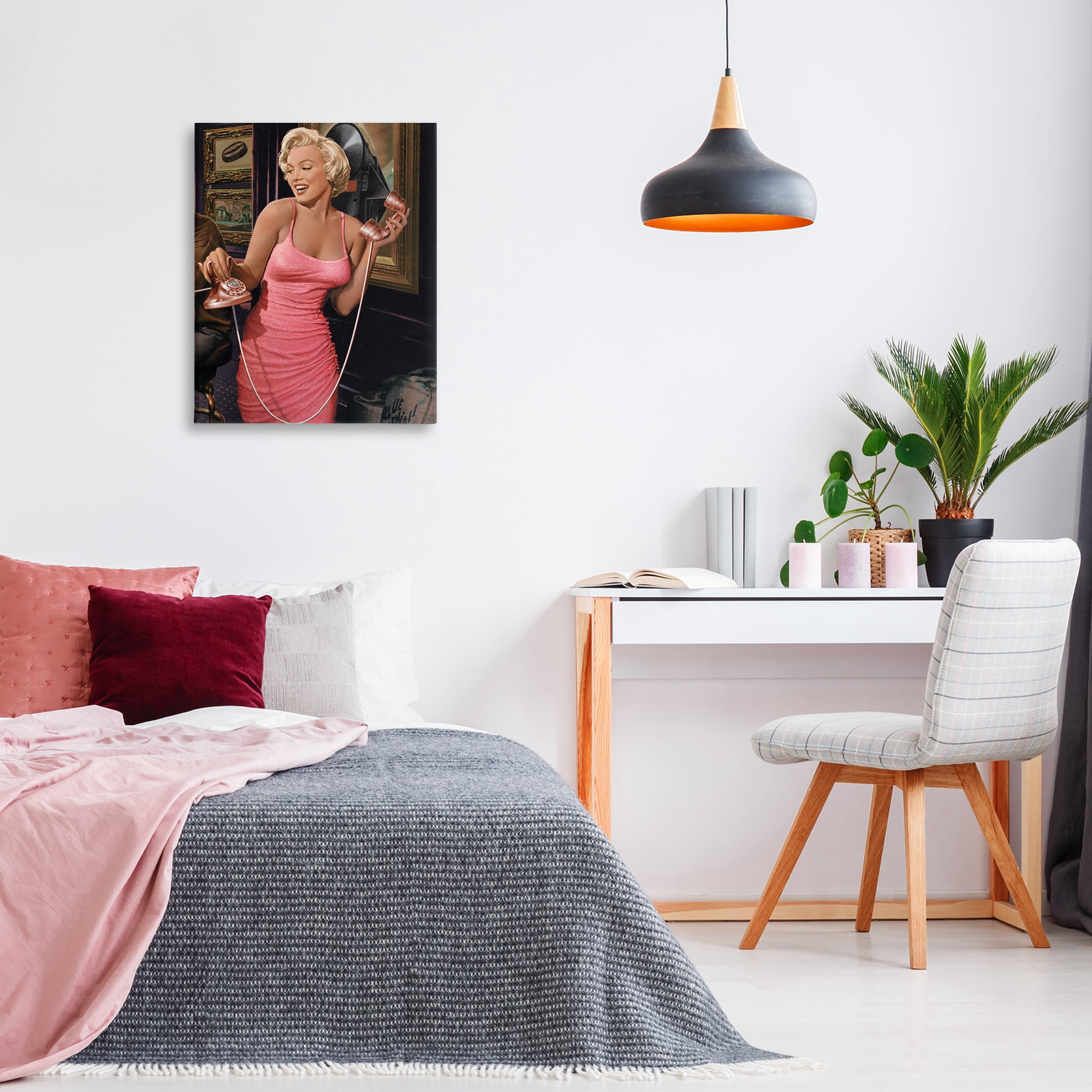 Stupell Industries Marilyn's Call Portrait Novelty Painting Gallery Wrapped Canvas Art Print Wall Art, 24 x 30