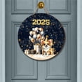 thumbnail image 2 of Happy New Year Chihuahua Welcome 2025 Balloon Firework Party Round Wood Sign Dog Lover Gifts Idea Hanging Wall Home Decor - 01014, 2 of 5