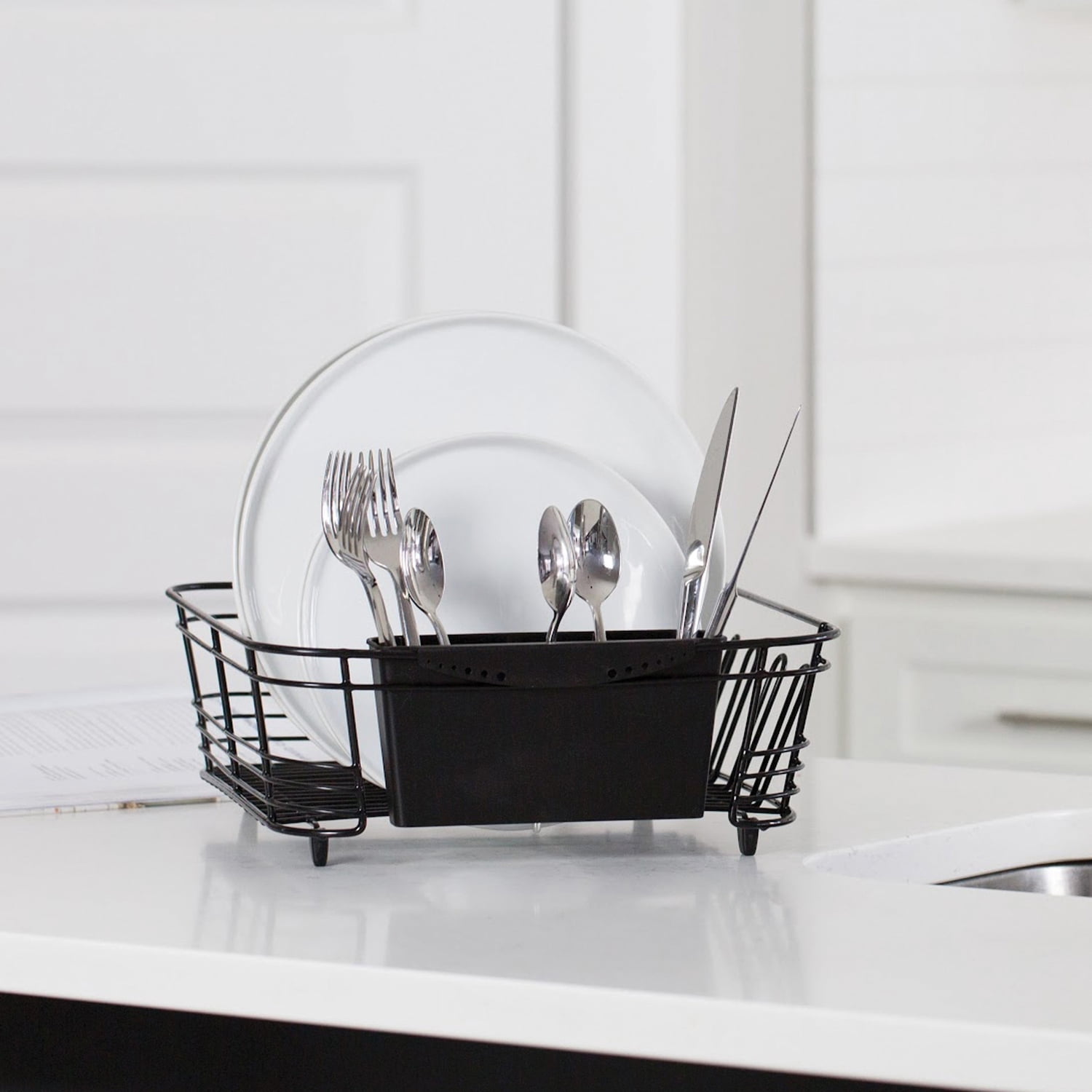 Better Houseware 2-Piece Dish Drainer, Black